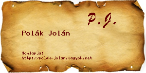Polák Jolán névjegykártya